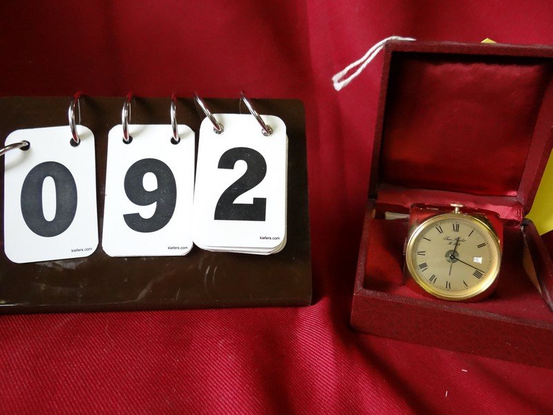 GOLD TONE CLOCK - SHAPE OF DICE IN CASE - JEAN ROULET: GOLD TONE CLOCK - SHAPE OF DICE IN CASE - JEAN ROULET LE LOCLE - QUARTZ SWISS MADE - 1.5''L x 1.5''W x 1.5''H