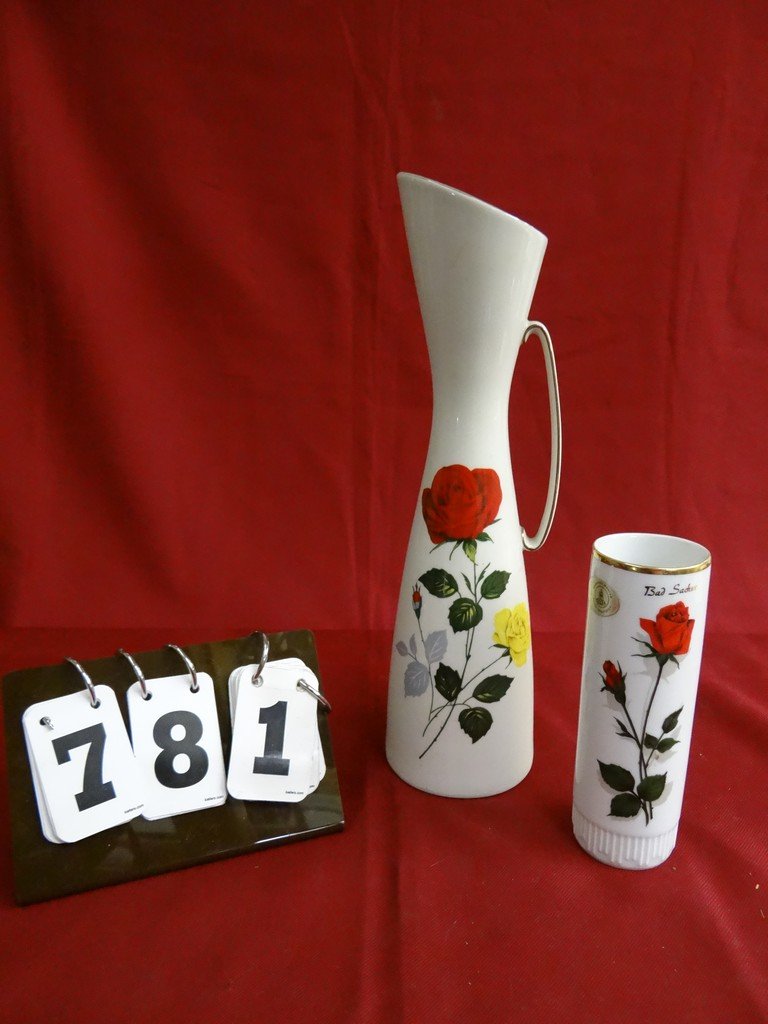 LOT OF 2 - PORCELAIN VASES - BAVARIA - 6'' AND 12.5'': LOT OF 2 - PORCELAIN VASES - BAVARIA - 6'' AND 12.5'' TALL