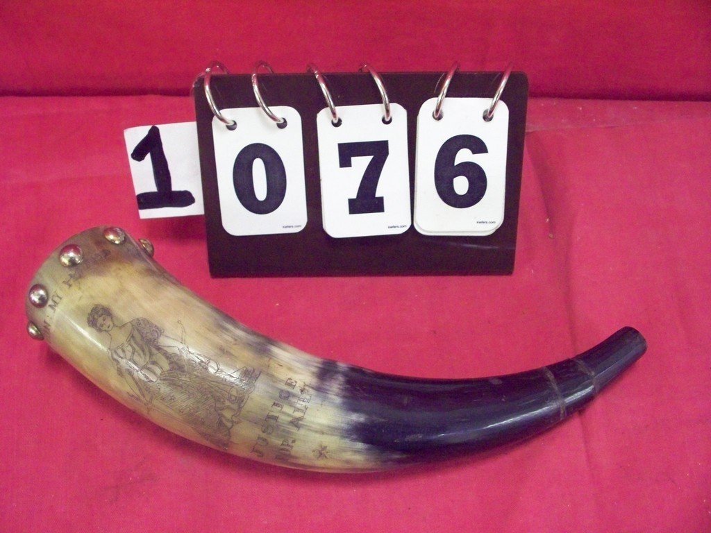 HORN - SCRIMSHAW ''FREEDOM IS MY GUN, MY HOUND, MY: HORN - SCRIMSHAW ''FREEDOM IS MY GUN, MY HOUND, MY HAND'' - 9.5'' LONG