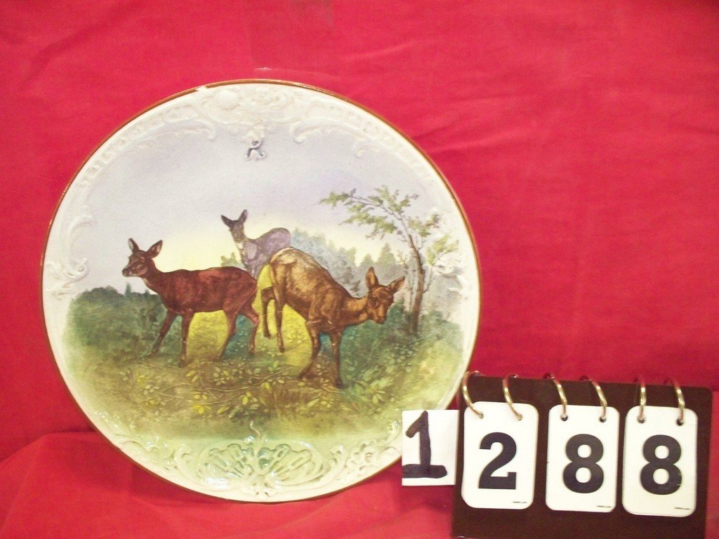 DECORATIVE PLATE - FRANZ ANT MEHEL - FAA - BU27 - 3: DECORATIVE PLATE - FRANZ ANT MEHEL - FAA - BU27 - 3 DEER - 10'' (SMALL CHIP ON TOP EDGE)