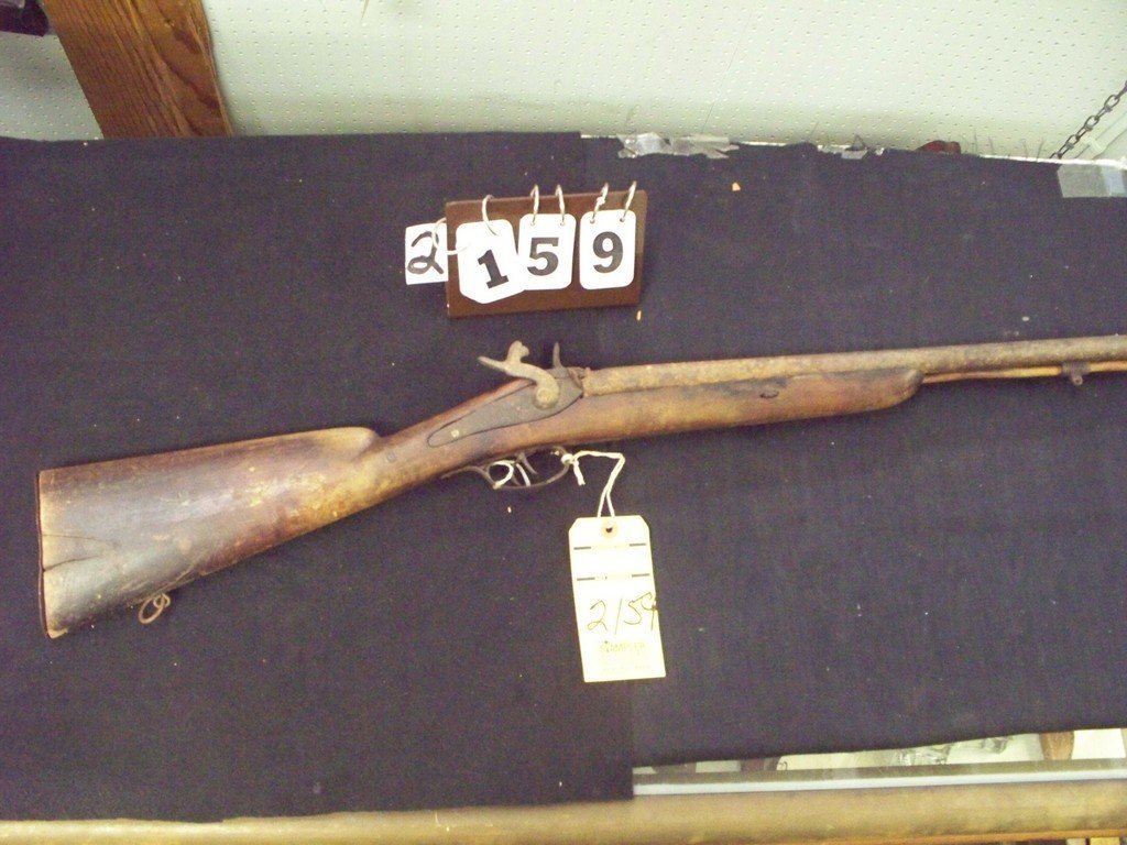 PERCUSSION - BLACK POWDER - DOUBLE BARREL (CRACKS ON: PERCUSSION - BLACK POWDER - DOUBLE BARREL (CRACKS ON STOCK / RIGHT HAMMER INOPERABLE / NEEDS RESTORATION)