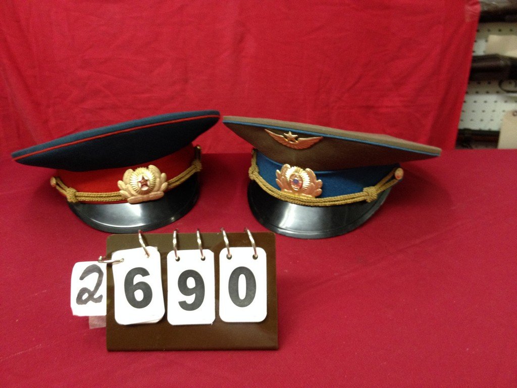 LOT OF 2 RUSSIAN OFFICER HATS: LOT OF 2 RUSSIAN OFFICER HATS