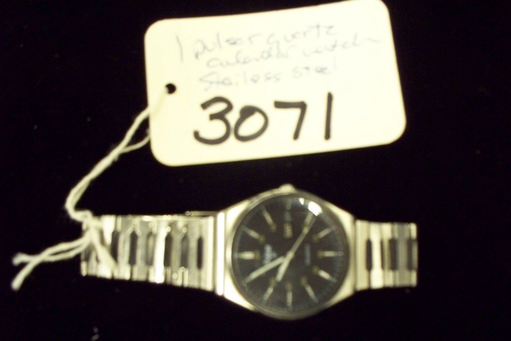 WATCH - PULSAR - MENS - DAY-DATE / STAINLESS STEEL /: WATCH - PULSAR - MENS - DAY-DATE / STAINLESS STEEL / BLACK FACE