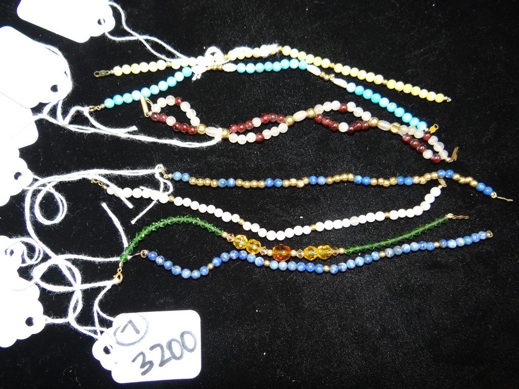 LOT OF 7 BRACELETS - ASSORTED - WITH ASSORTED COLOR: LOT OF 7 BRACELETS - ASSORTED - WITH ASSORTED COLOR SMALL BEADS