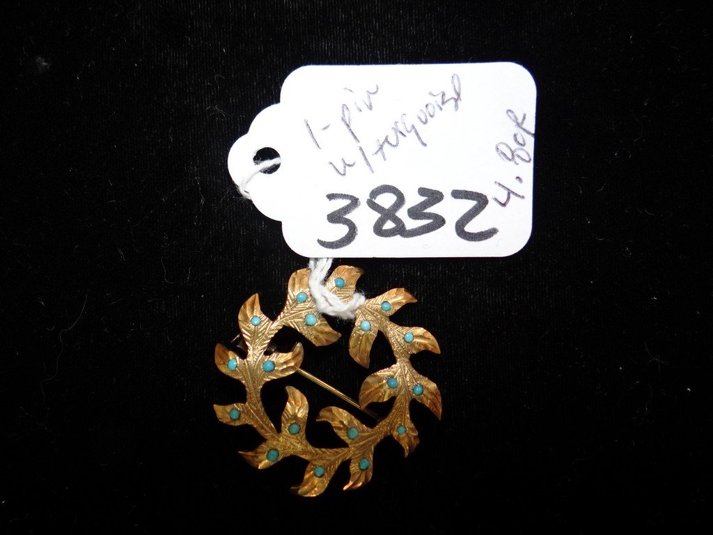 PIN - 14K GOLD - COLORED STONES - 4.8G: PIN - 14K GOLD - COLORED STONES - 4.8G