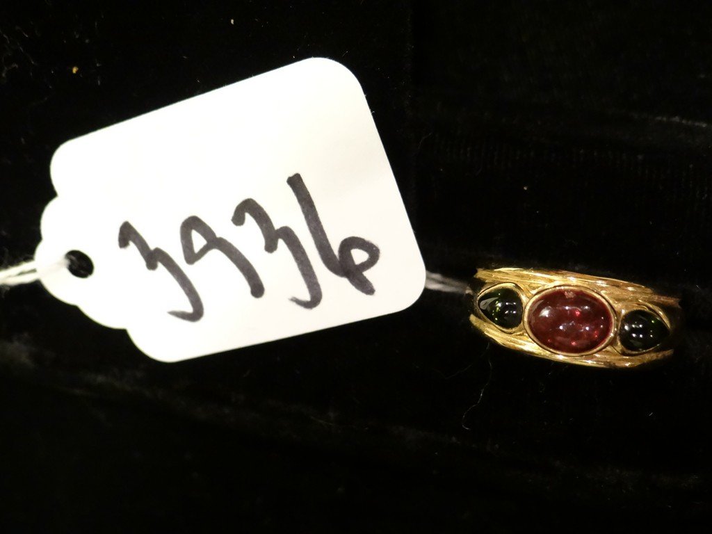 RING - 14K GOLD - 3 COLORED STONES - 7.9G: RING - 14K GOLD - 3 COLORED STONES - 7.9G