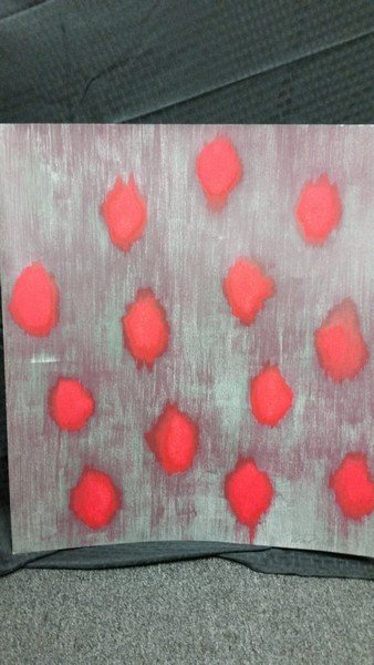 MIXED MEDIA ON PAPER - ''THROBBING HEARTS'' - SIGNED: MIXED MEDIA ON PAPER - ''THROBBING HEARTS'' - SIGNED ROSS BLECKNER (BOTTOM RIGHT) - 22.5''x20.5''