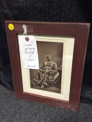 FRAMED PHOTOGRAPH - OLDER INDIAN MALE SITTING IN CHAIR: FRAMED PHOTOGRAPH - OLDER INDIAN MALE SITTING IN CHAIR - 8''x5.5'' / 12.5''x10'' WITH CHERRY WOOD FRAME