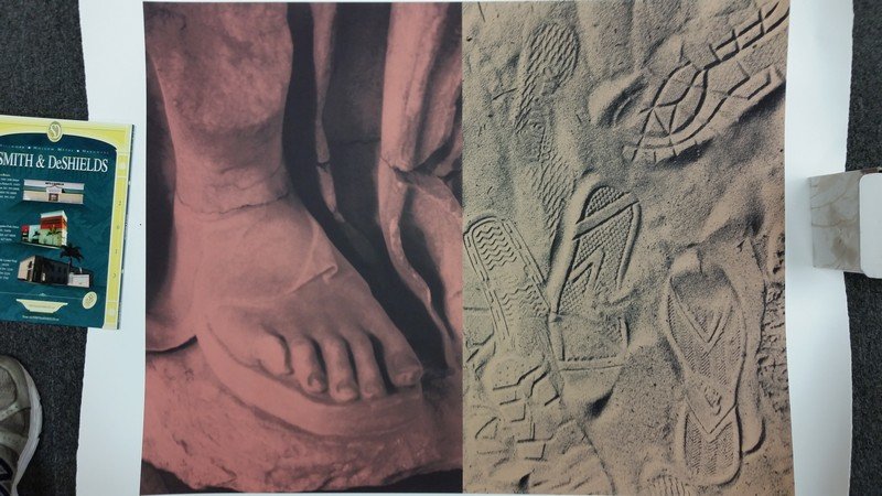 POSTER - POP ART / STATUE FOOT / FOOT PRINTS - SIGNED: POSTER - POP ART / STATUE FOOT / FOOT PRINTS - SIGNED (LOWER RIGHT) - NUMBERED 25/75 (LOWER LEFT) - 32''x40''