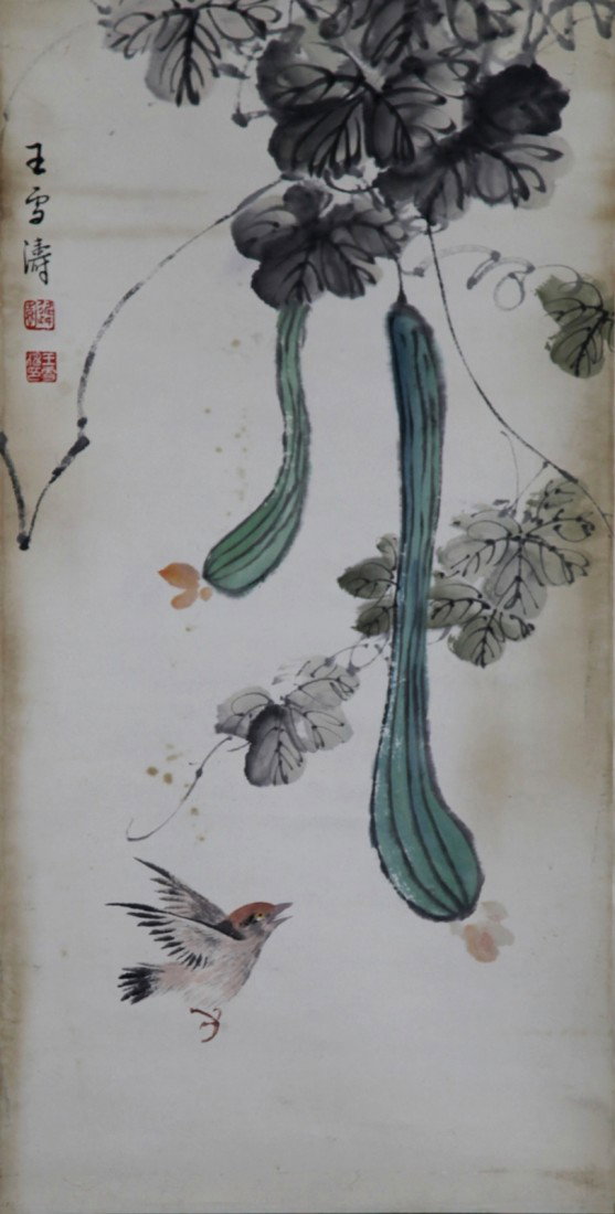 SCROLL PAINTING ON PAPER: Attributed to Wang XueTao. 26.25" x 13.25