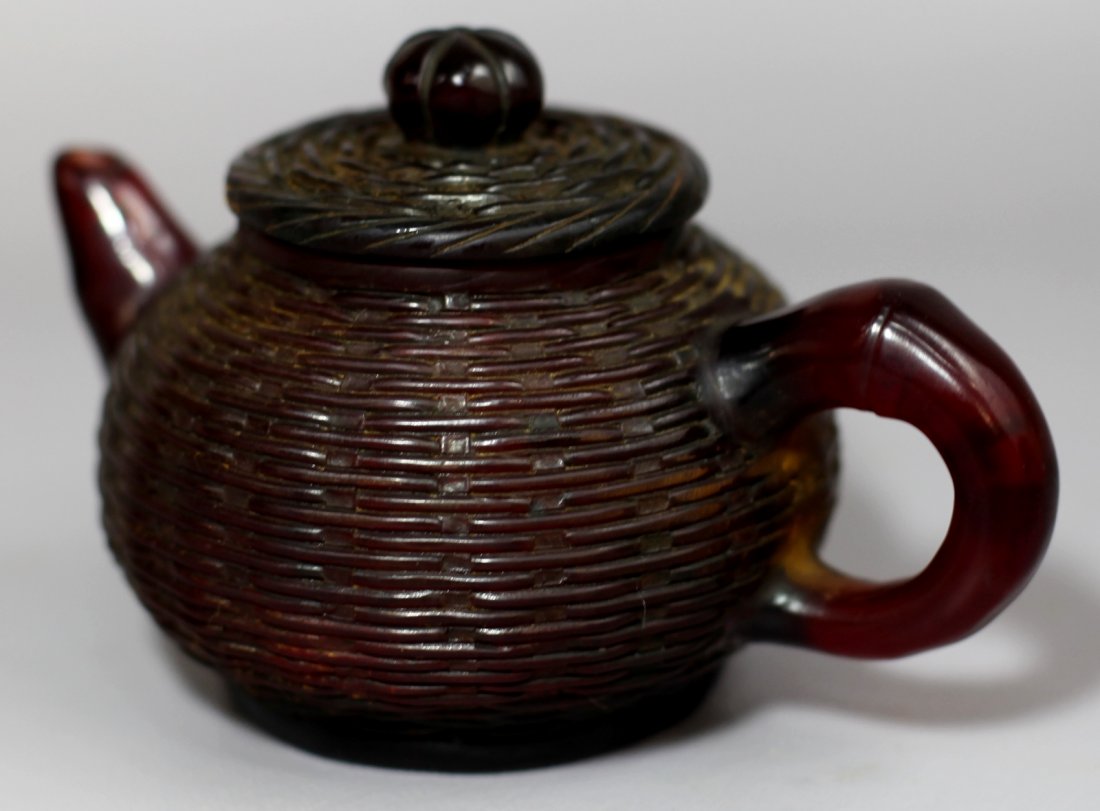 AMBER TEAPOT: H: 3.5"