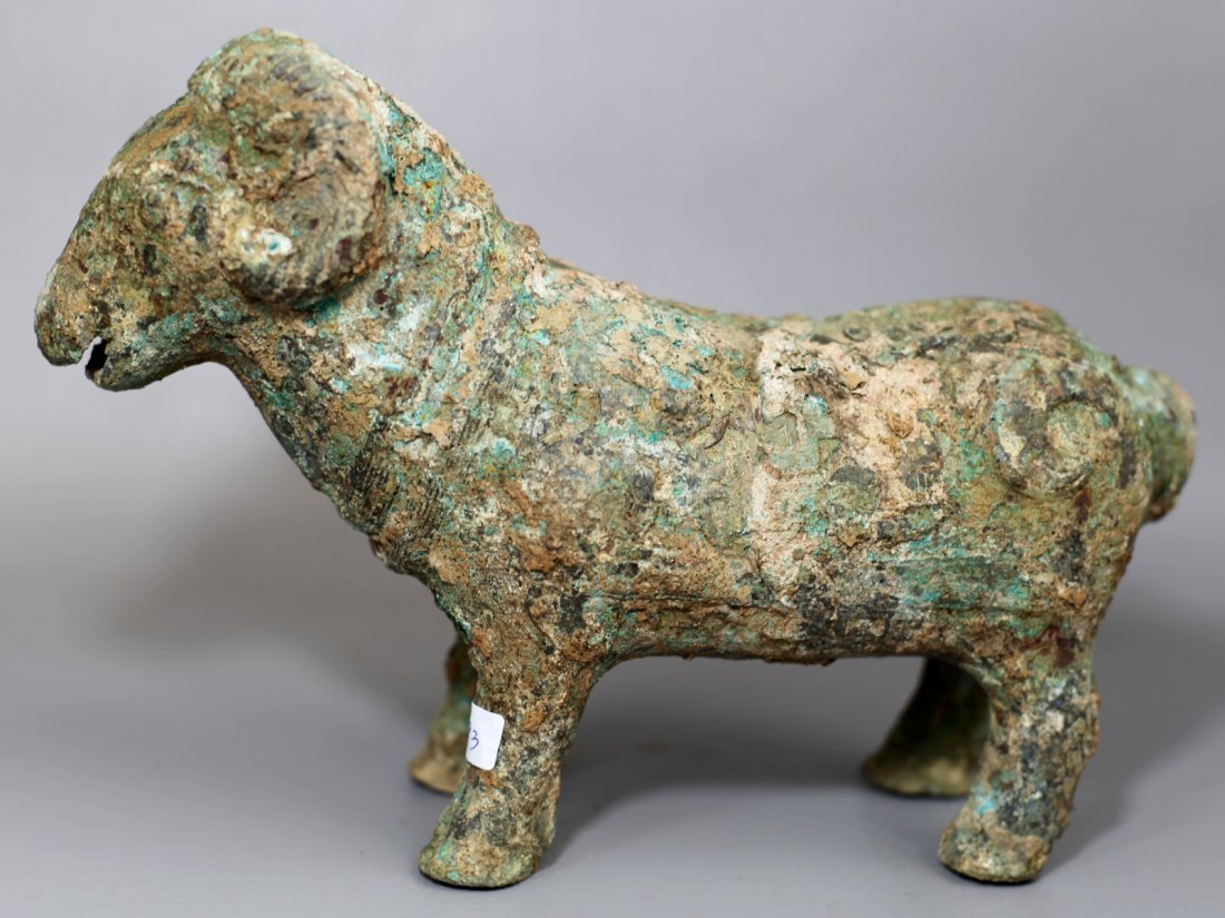 BRONZE SHEEP: Han Dynasty. L: 10"