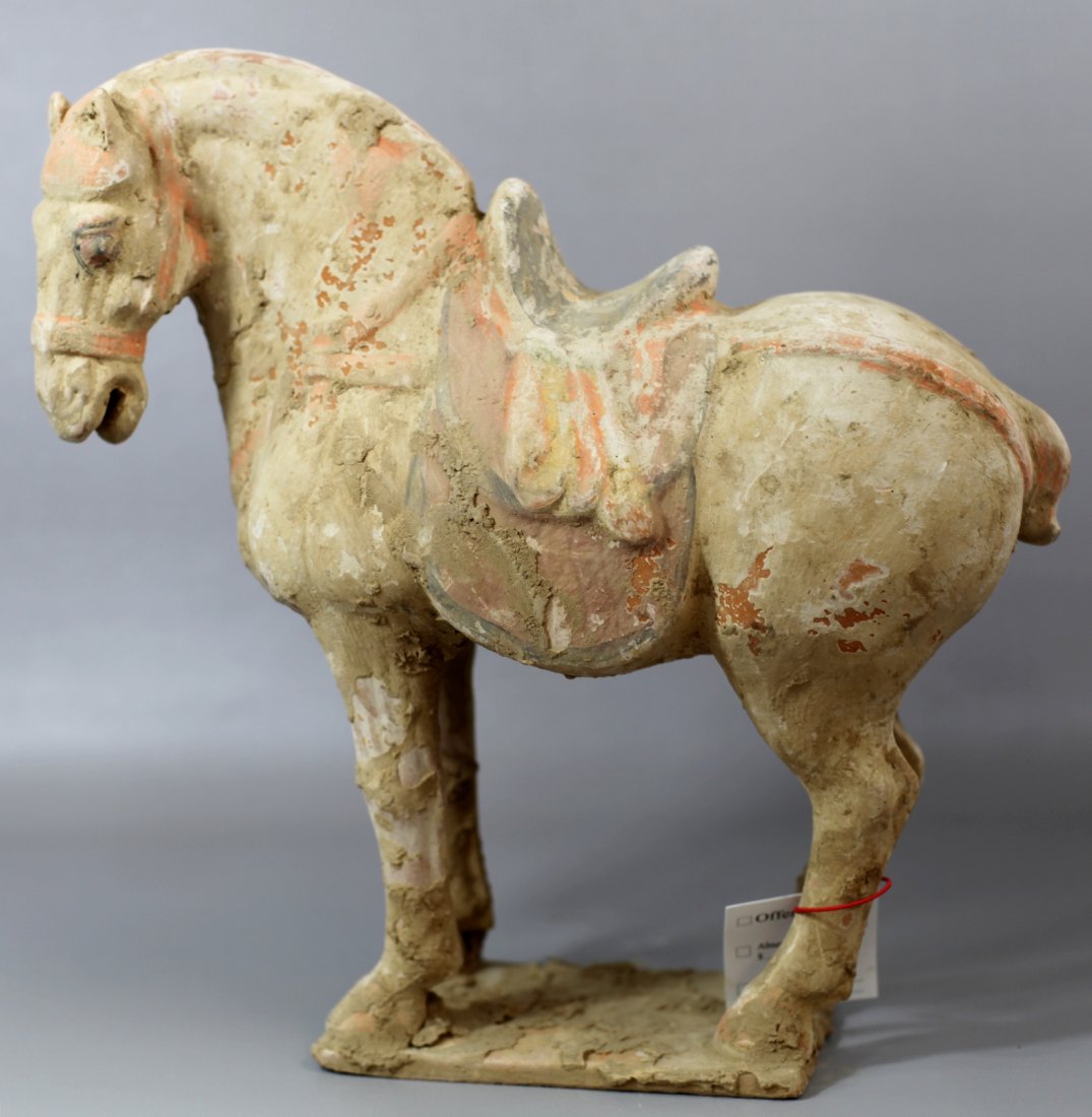 POTTERY HORSE: Han Dynasty. H: 13.5"