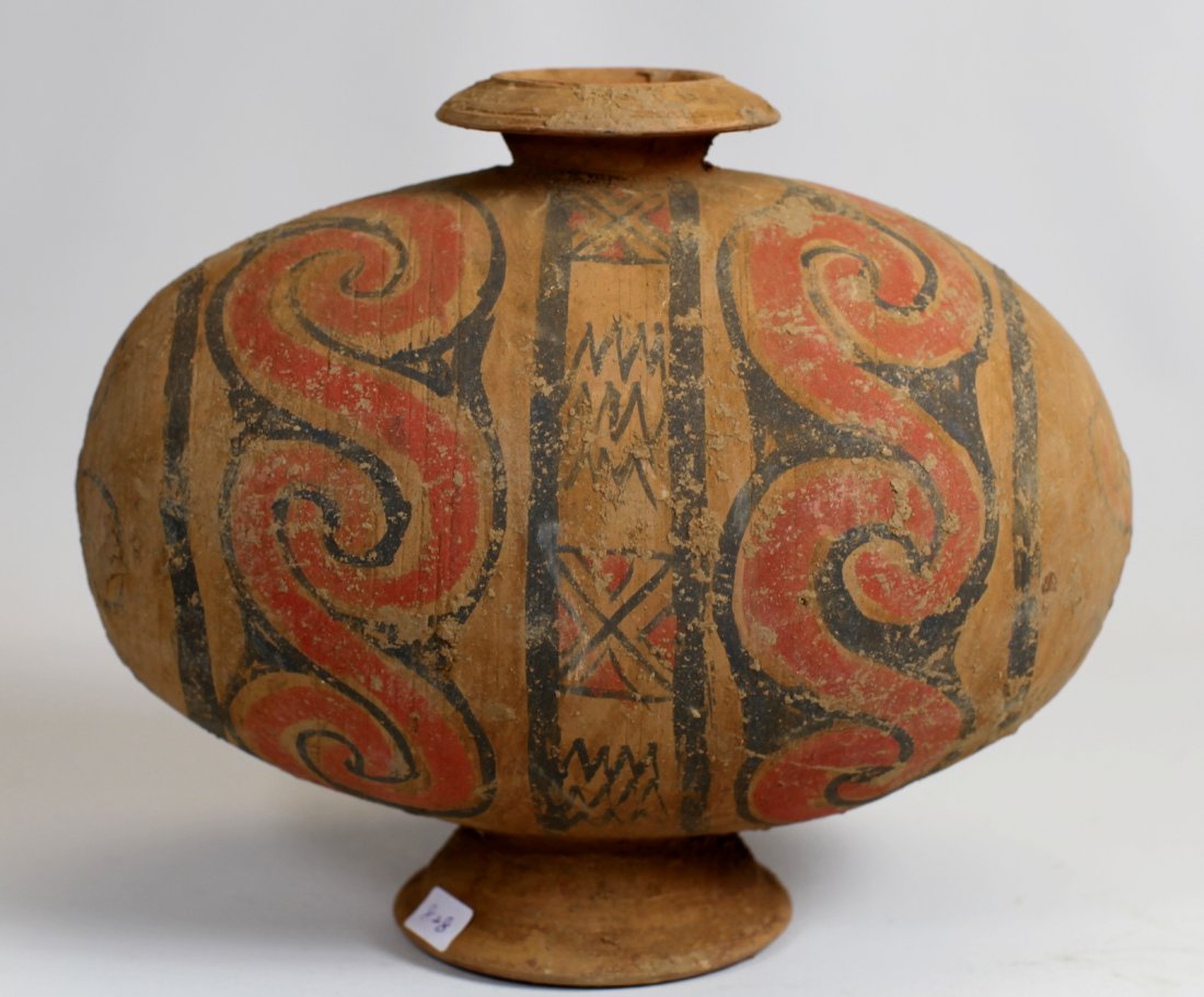 PAINTED POTTERY POT: Han Dynasty; H: 8.5"