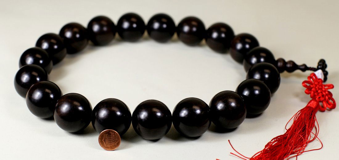 BIG EBONY PRAYER BEADS: D: 10"