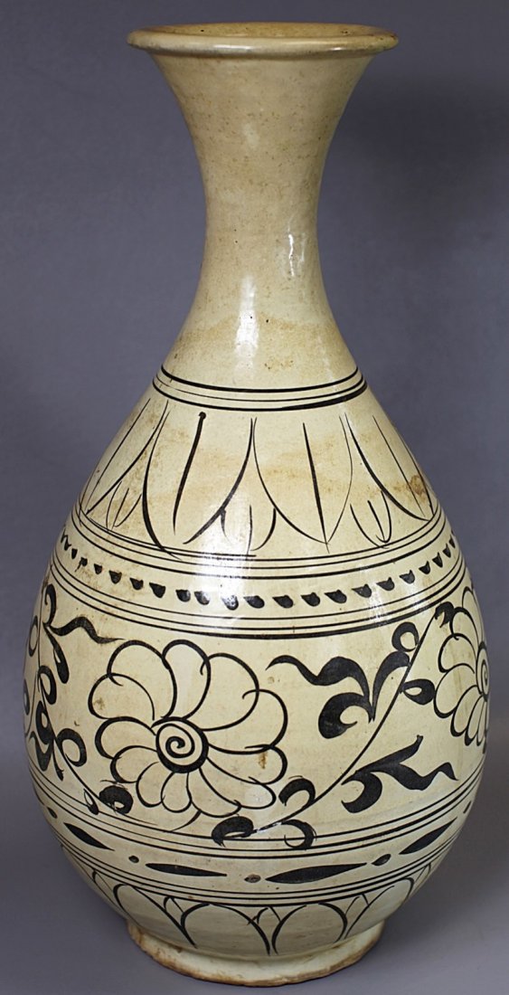CI-ZHOU KILN PORCELAIN VASE: Song Dynasty; H: 18.5"