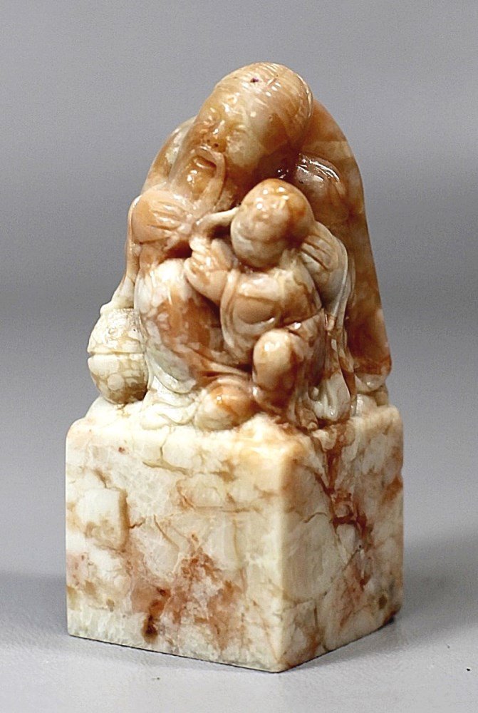 SHOU-SHAN SHAN-BO STONE SEAL: H: 3"