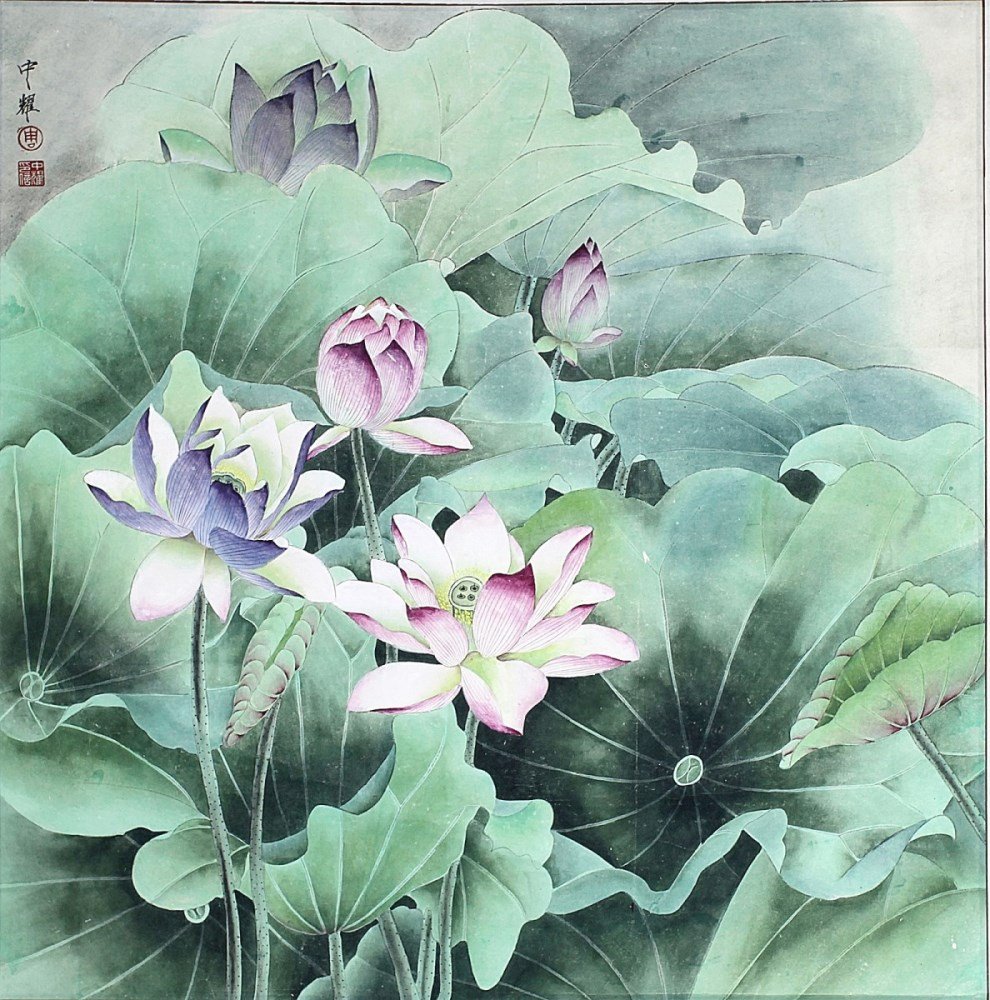 SCROLL PAINTING ON PAPER, ATTRIBUTED TO ZHOU ZHONG YAO: Attributed to Zhou Zhong Yao. 25*25"