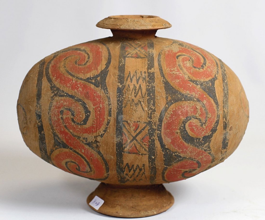 PAINTED POTTERY POT: Han Dynasty; H: 8.5"