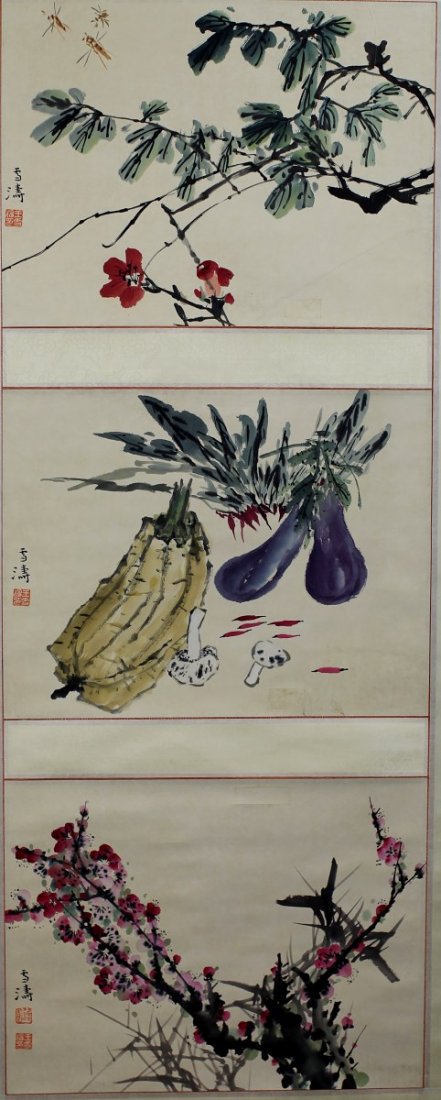 SCROLL PAINTING ON PAPER: Attributed to Wang Xue Tao. 45*18"