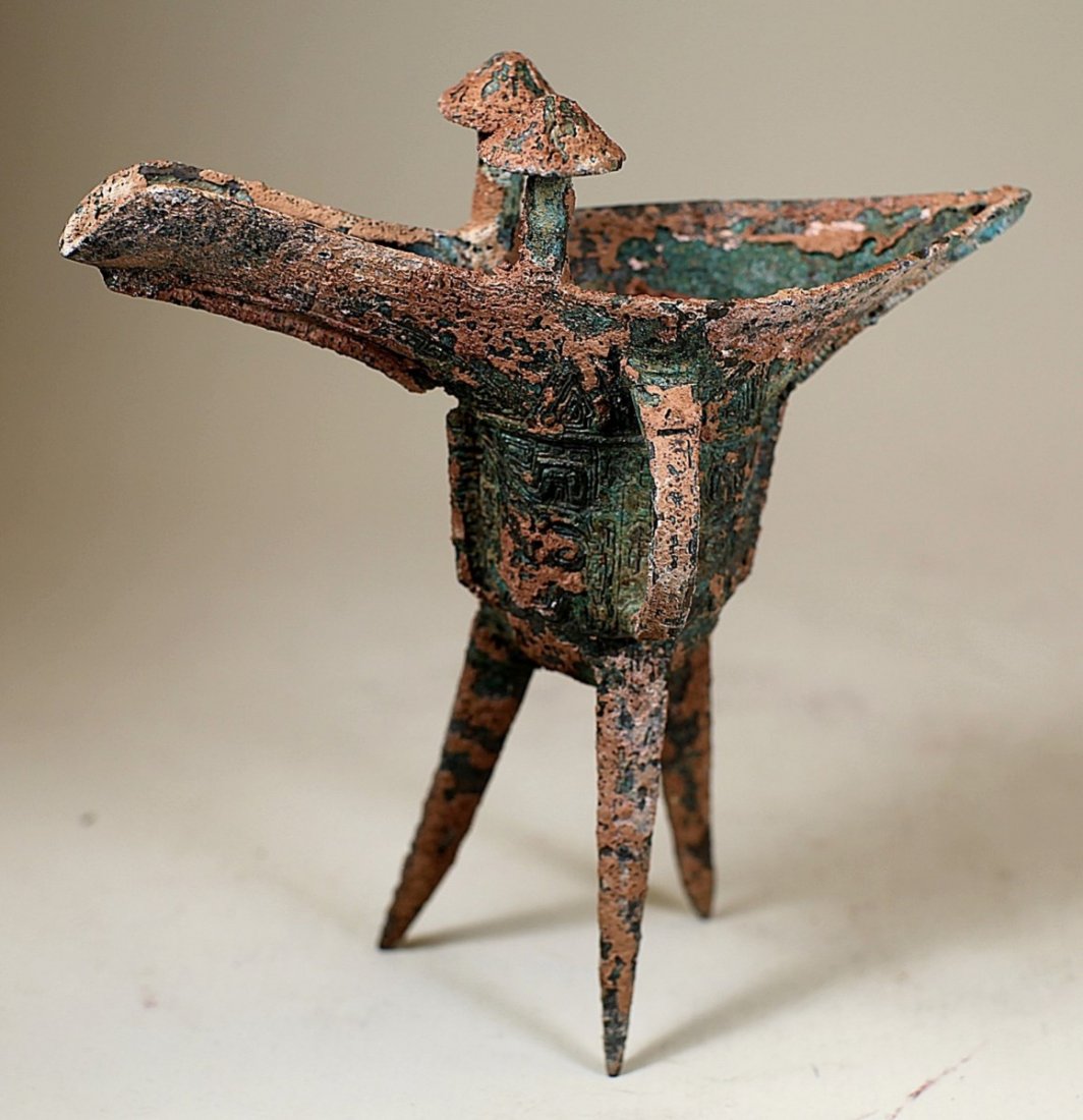 BRONZE JUE: Zhou Dynasty; H: 7.5"