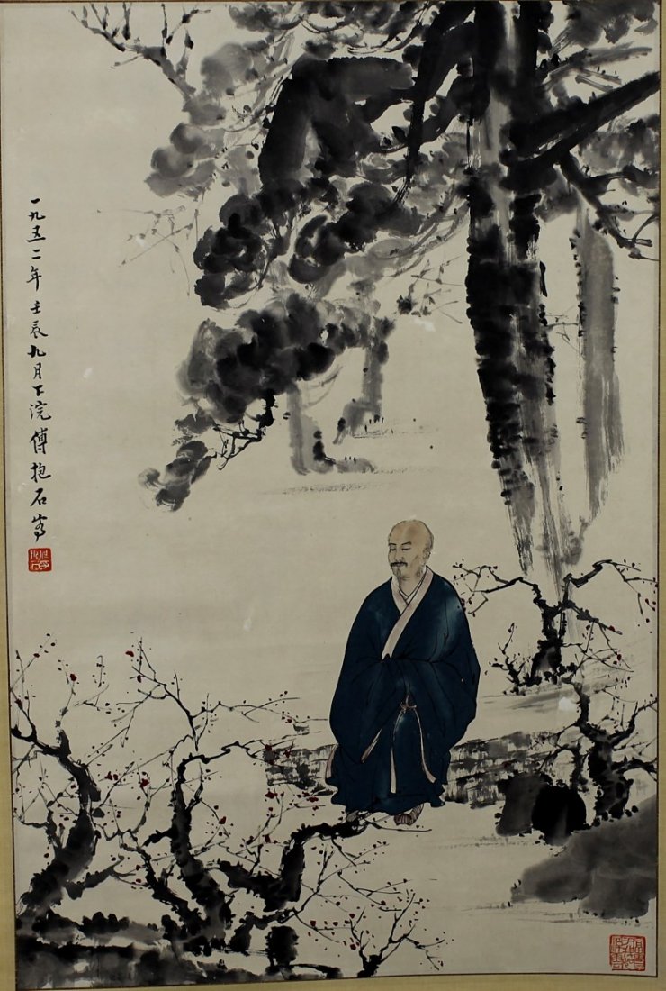 SCROLL PAINTING ON PAPER, ATTRIBUTED TO FU BAO SHI: 27*18"