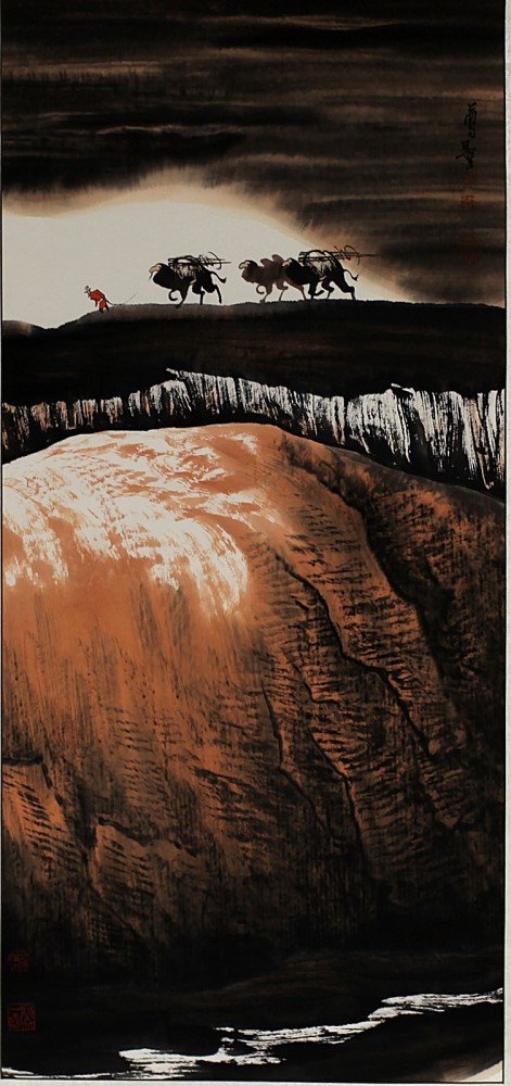 SCROLL PAINTING ON PAPER: Attributed to Zhou Zun Sheng. 37*17"