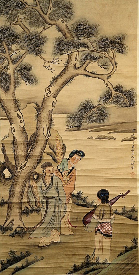 SCROLL PAINTING ON PAPER, ATTRIBUTED TO GAI QI: Attributed to Gai Qi. 52*26"