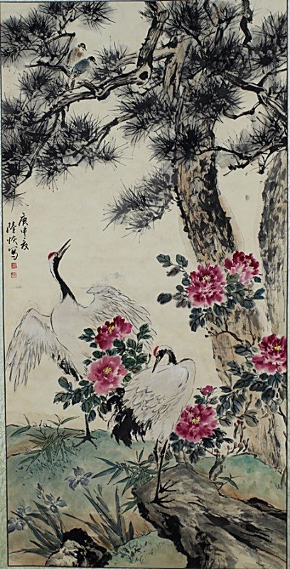 SCROLL PAINTING ON PAPER: Attributed to Lu Hui. Length: 53.5 inch, Width: 26.5 inch