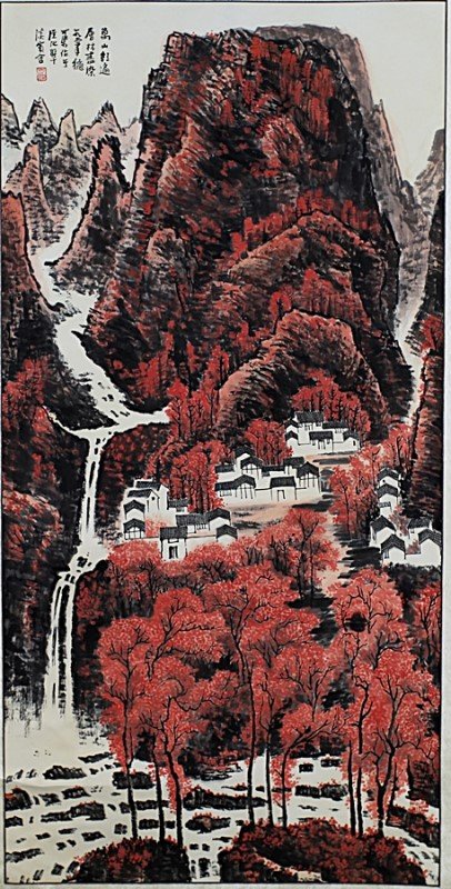 SCROLL PAINTING ON PAPER: Attributed to Li Ke Ran. Length: 53.5 inch, Width: 26.75 inch