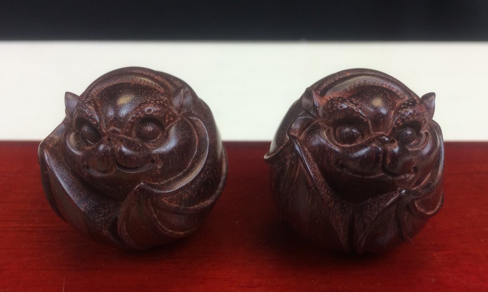 PAIR OF ZI-TAN WOOD BALLS: Diameter: 1.5 inch