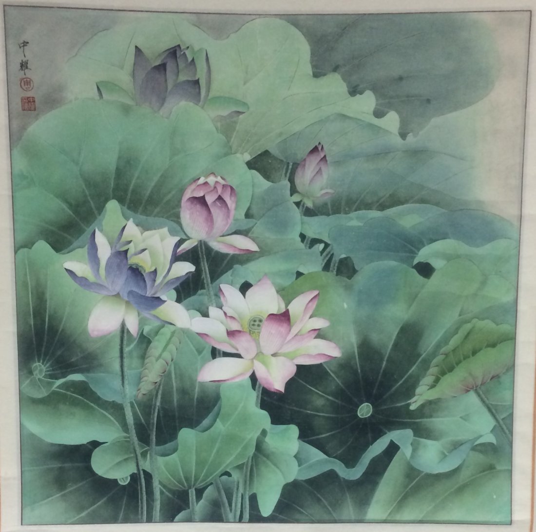 SCROLL PAINTING ON PAPER, ATTRIBUTED TO ZHOU ZHONG YAO: Length: 25 inch, Height: 25 inch