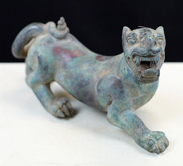 BRONZE TIGER: Han Dynasty. L: 13"
