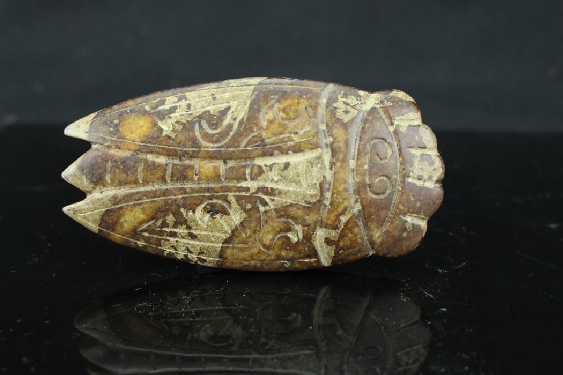 Chinese old jade carved Cicada ; H: 8.5 cm , W: 4.5 cm (1 of 2)