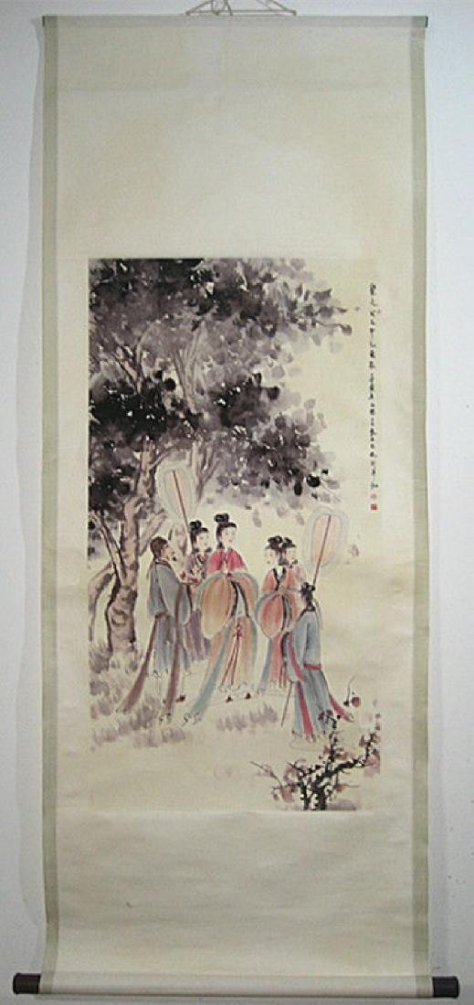 Chinese antique water color paiting ; Fu Baoshi ;: Fu Baoshi ; 83cmx44cm (33"×18")