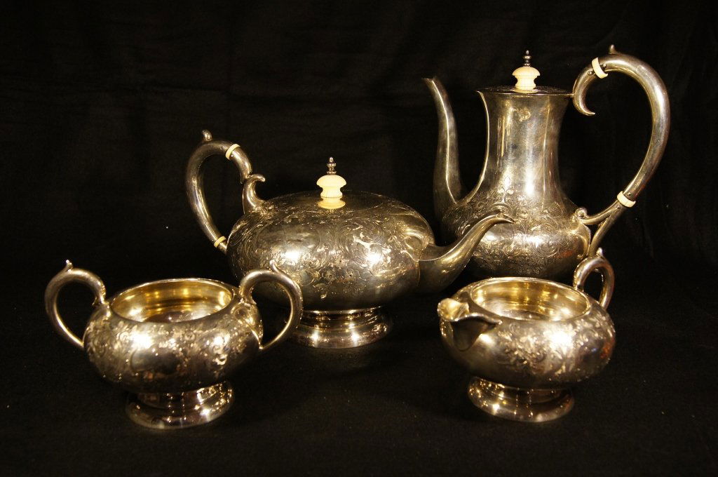 Canadian antique sterling Silver wares: Canadian antique sterling Silver wares ; Ivory deco at cover and handles ;