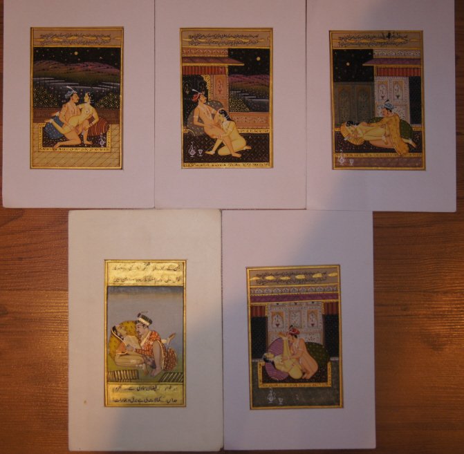 5 PCS Indian antique Exotic paintings: 5 PCS Indian antique Exotic paintings ; 16 cm X 12 cm