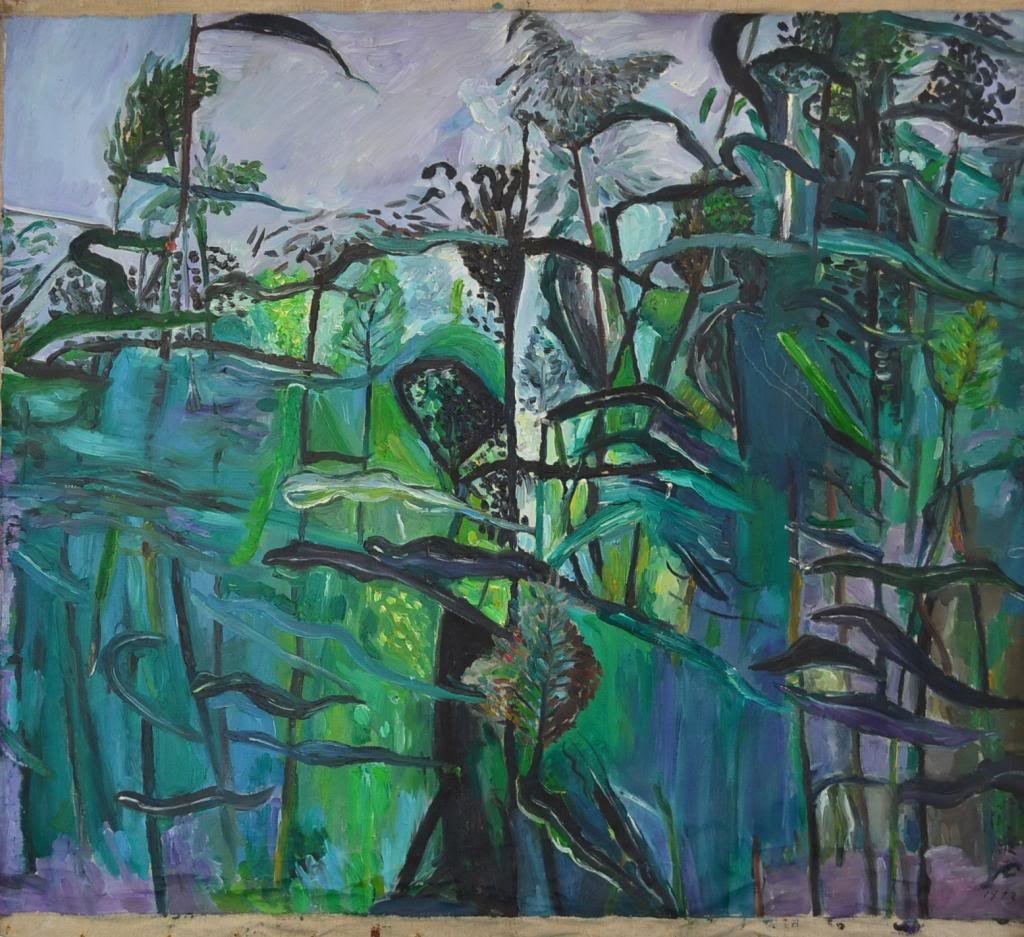 Huang Yong Yu ; Chinese Oil painting on canvas: Huang Yong Yu ; Chinese Oil painting on canvas (1973') ; Width:78cm*Length:69cm Huang Yong Yu, 1924 for Fenghuang County, Hunan Tujia people, those with a primary and junior middle school education in