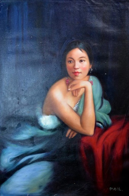 Jin Shangyi ; Chinese Oil Painting: Width:60cm*Length:90cm Jin Shangyi, born in 1934, Jiaozuo in Henan. In 1953 graduated from the Central Academy of fine arts painting line. 1957 graduated from the Maximov oil painting training class,