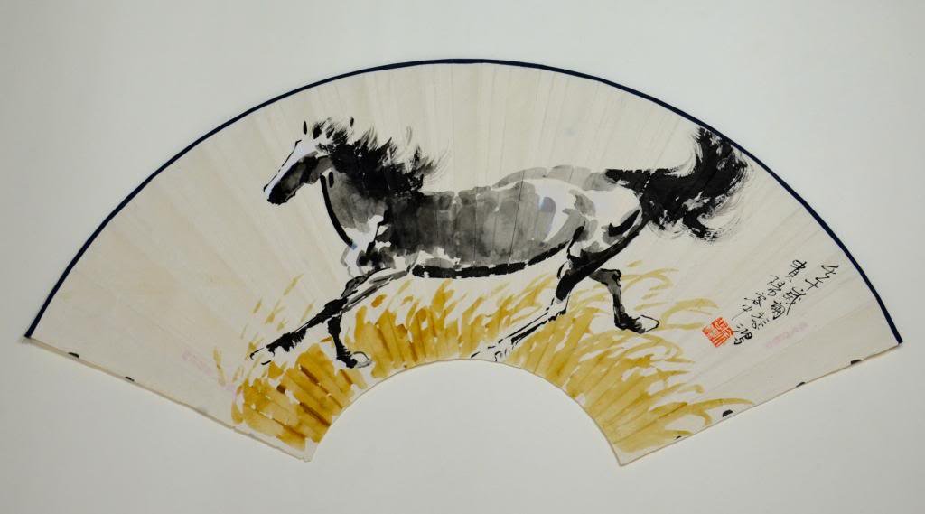 Xu Beihong ; Chinese fan Painting: Width:55cm*Length 20cm