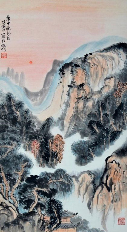 Lu YanShao ; Chinese Scroll Painting: Width:45cm*Length:78cm