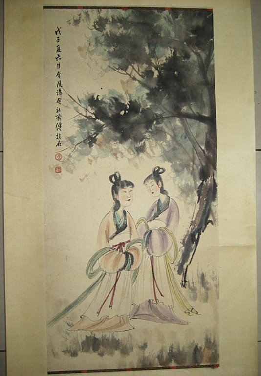 Fu Baoshi ; Chinese water color scroll: 95cm×44cm(37"×17"inch)