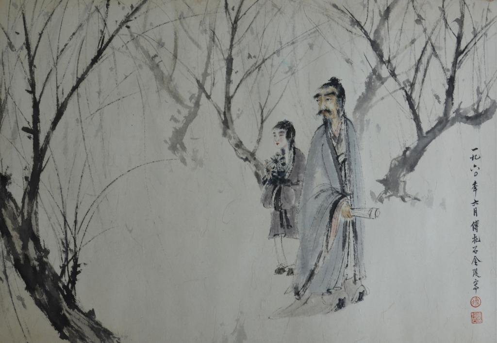 Fu Baoshi ; Chinese Scroll Painting: Width:52cm*Length:75cm