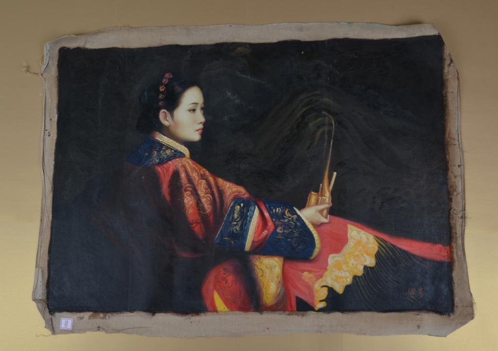 Jiang Guofang ; Chinese oil on canvas: Width:60cm*Length:90cm
