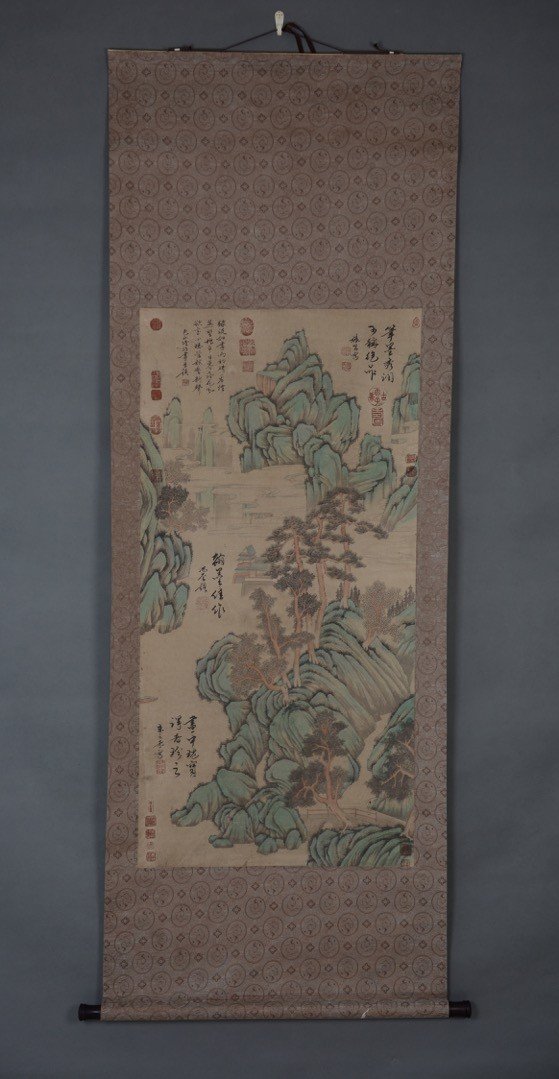 Lu Zhi ; Chinese water color scroll: 64 * 128CM