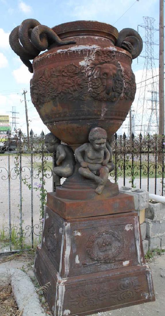 Large Metal Urn on Pedestal (1 of 4)