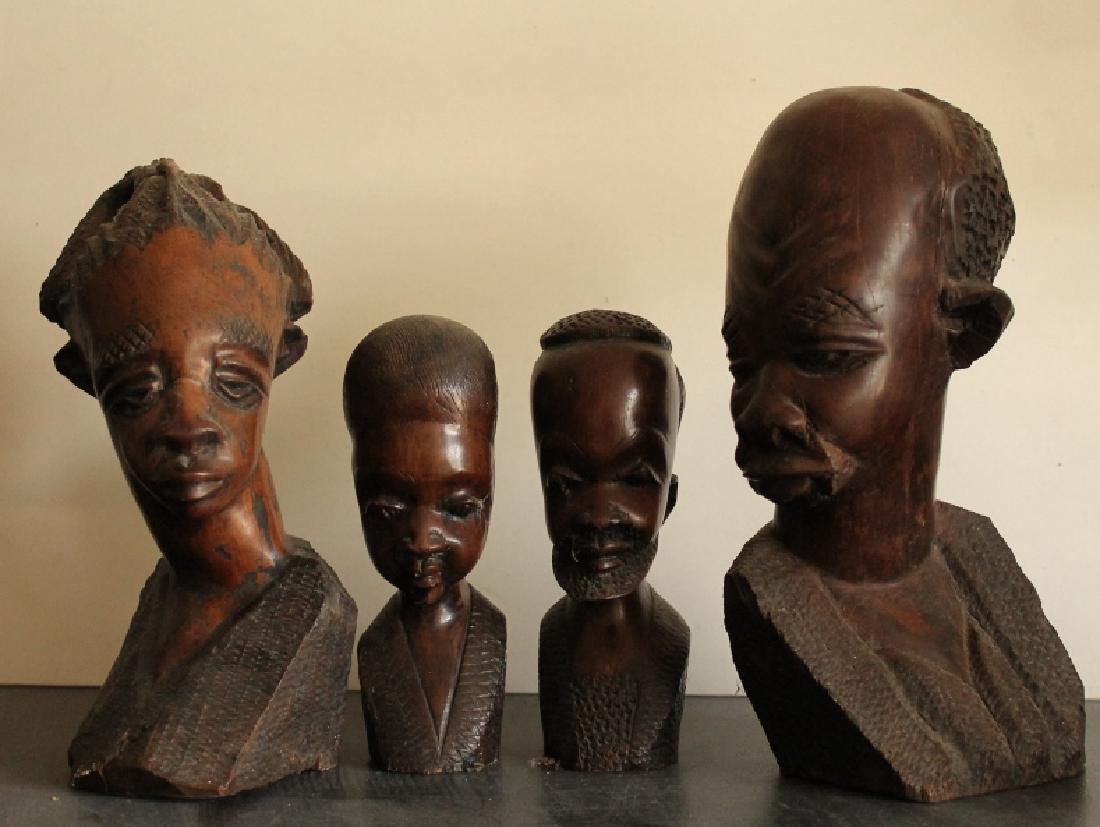 Lot of 4 African Carved Busts (1 of 4)