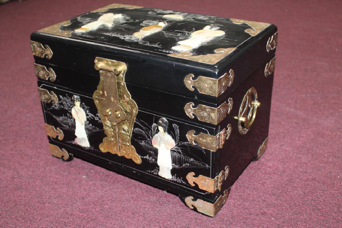 Large Chinese Dresser Box: With Mother-of-Pearl and fine decorations. Size: 14" x 10" x 9"