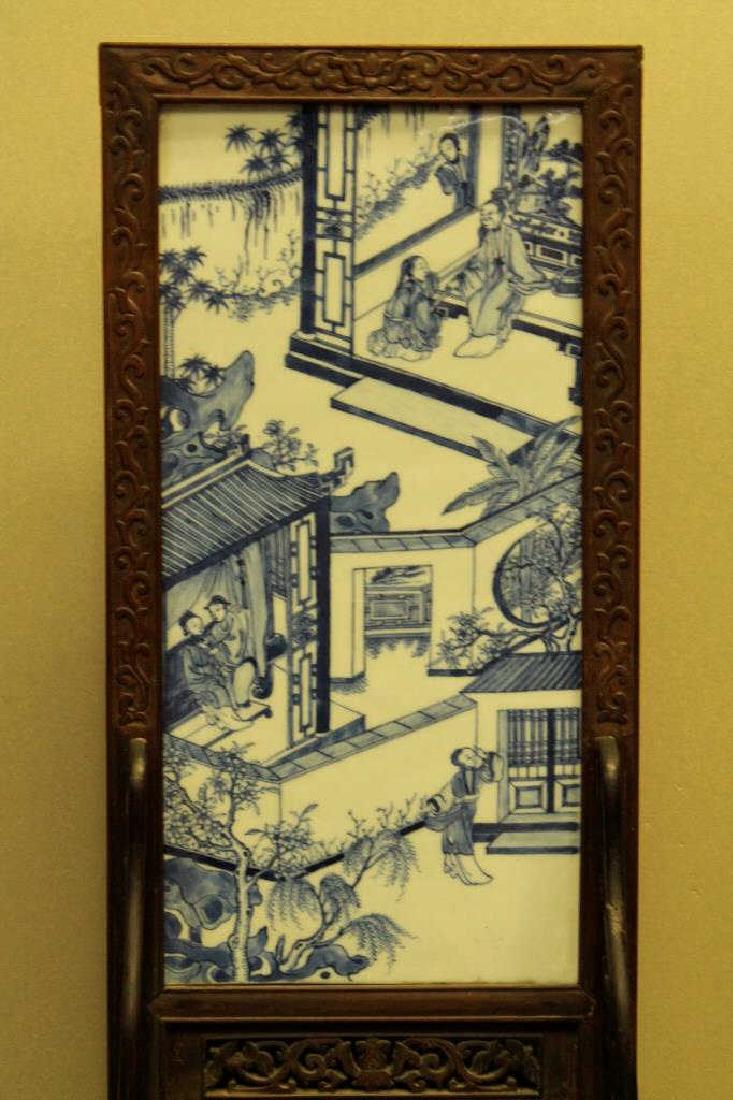 Qing Framed Chinese B&W Tile Table Screen (1 of 4)
