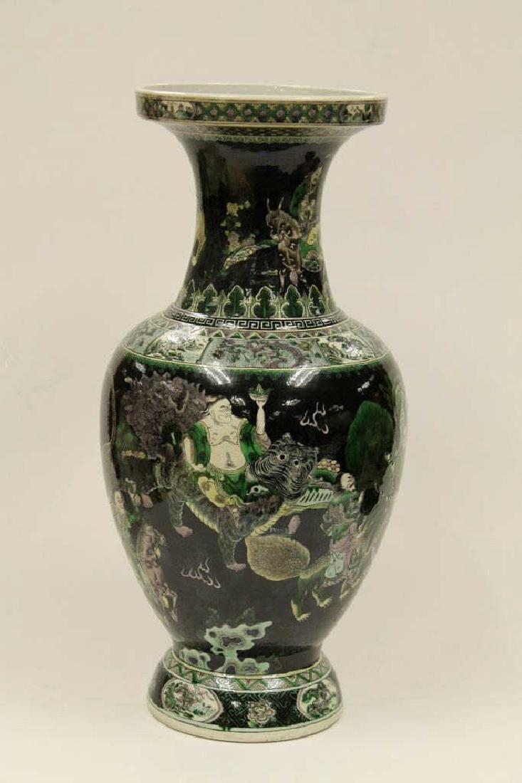 Qing Dynasty Black Ground Sancai Vase (1 of 7)